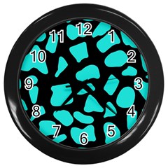 Blue Neon Cow Background   Wall Clock (black) by ConteMonfrey