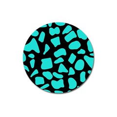 Blue Neon Cow Background   Magnet 3  (round) by ConteMonfrey