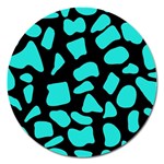 Blue Neon Cow Background   Magnet 5  (Round) Front