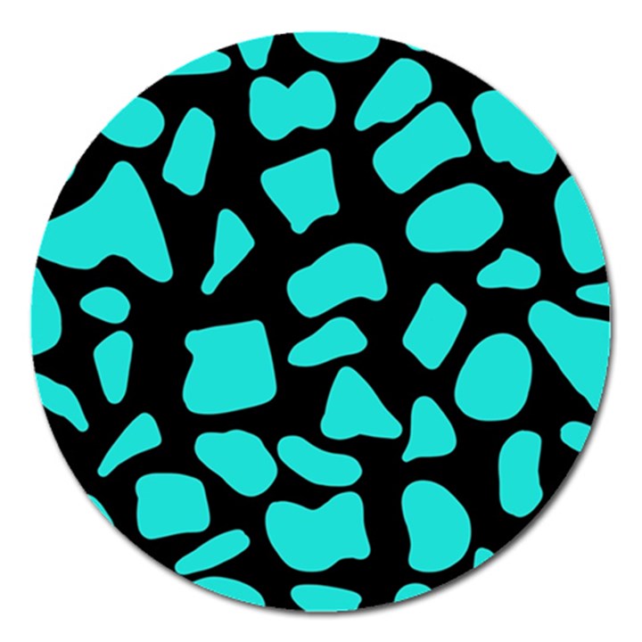 Blue Neon Cow Background   Magnet 5  (Round)