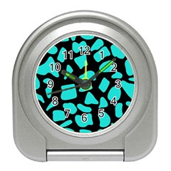 Blue Neon Cow Background   Travel Alarm Clock by ConteMonfrey