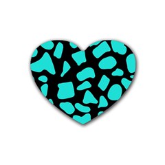 Blue Neon Cow Background   Rubber Heart Coaster (4 Pack) by ConteMonfrey