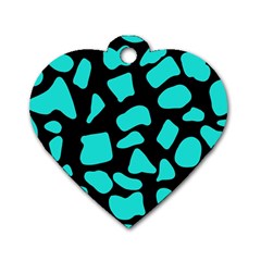 Blue Neon Cow Background   Dog Tag Heart (one Side) by ConteMonfrey