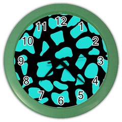 Blue Neon Cow Background   Color Wall Clock by ConteMonfrey