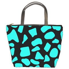 Blue Neon Cow Background   Bucket Bag by ConteMonfrey