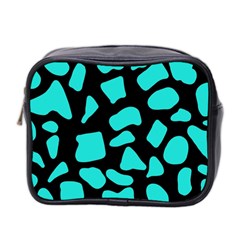 Blue Neon Cow Background   Mini Toiletries Bag (two Sides) by ConteMonfrey