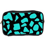 Blue Neon Cow Background   Toiletries Bag (Two Sides) Back