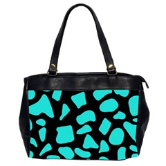 Blue Neon Cow Background   Oversize Office Handbag (2 Sides) by ConteMonfrey