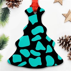 Blue Neon Cow Background   Christmas Tree Ornament (two Sides)