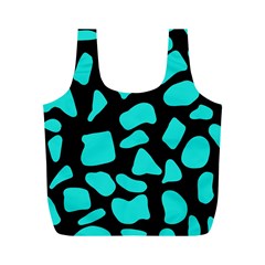 Blue Neon Cow Background   Full Print Recycle Bag (m) by ConteMonfrey