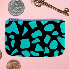 Blue Neon Cow Background   Large Coin Purse by ConteMonfrey