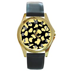 Cow Yellow Black Round Gold Metal Watch by ConteMonfrey