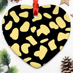 Cow Yellow Black Heart Ornament (two Sides) by ConteMonfrey