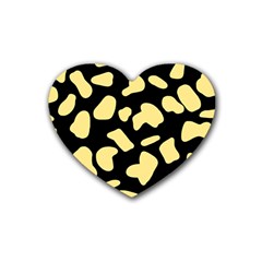 Cow Yellow Black Rubber Coaster (heart) by ConteMonfrey