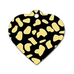 Cow Yellow Black Dog Tag Heart (one Side) by ConteMonfrey