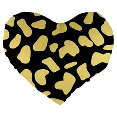 Cow Yellow Black Large 19  Premium Heart Shape Cushions by ConteMonfrey