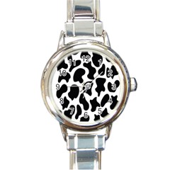 Cow Black And White Spots Round Italian Charm Watch by ConteMonfrey