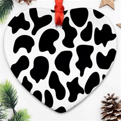 Cow Black And White Spots Ornament (heart) by ConteMonfrey