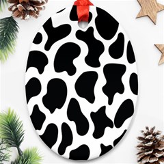 Cow Black And White Spots Oval Ornament (two Sides) by ConteMonfrey