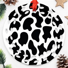 Cow Black And White Spots Round Filigree Ornament (two Sides) by ConteMonfrey