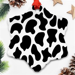 Cow Black And White Spots Snowflake Ornament (two Sides) by ConteMonfrey