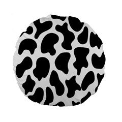 Cow Black And White Spots Standard 15  Premium Round Cushions by ConteMonfrey