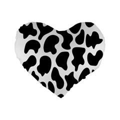 Cow Black And White Spots Standard 16  Premium Flano Heart Shape Cushions by ConteMonfrey