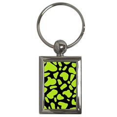 Neon Green Cow Spots Key Chain (rectangle) by ConteMonfrey