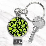 Neon green cow spots Nail Clippers Key Chain Front