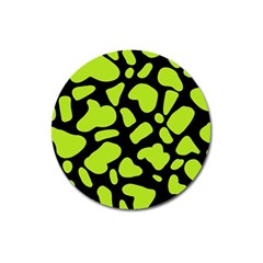 Neon Green Cow Spots Magnet 3  (round) by ConteMonfrey