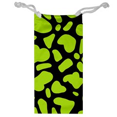 Neon Green Cow Spots Jewelry Bag