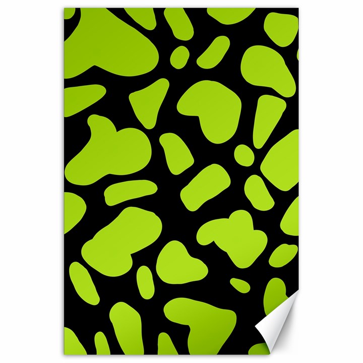 Neon green cow spots Canvas 20  x 30 