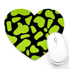 Neon Green Cow Spots Heart Mousepad by ConteMonfrey