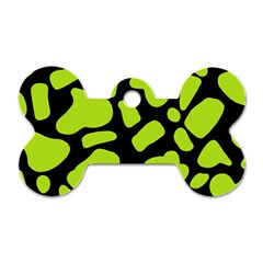 Neon Green Cow Spots Dog Tag Bone (one Side) by ConteMonfrey