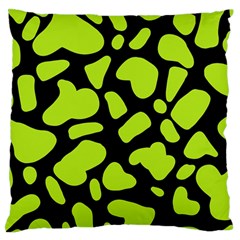 Neon Green Cow Spots Large Flano Cushion Case (two Sides) by ConteMonfrey