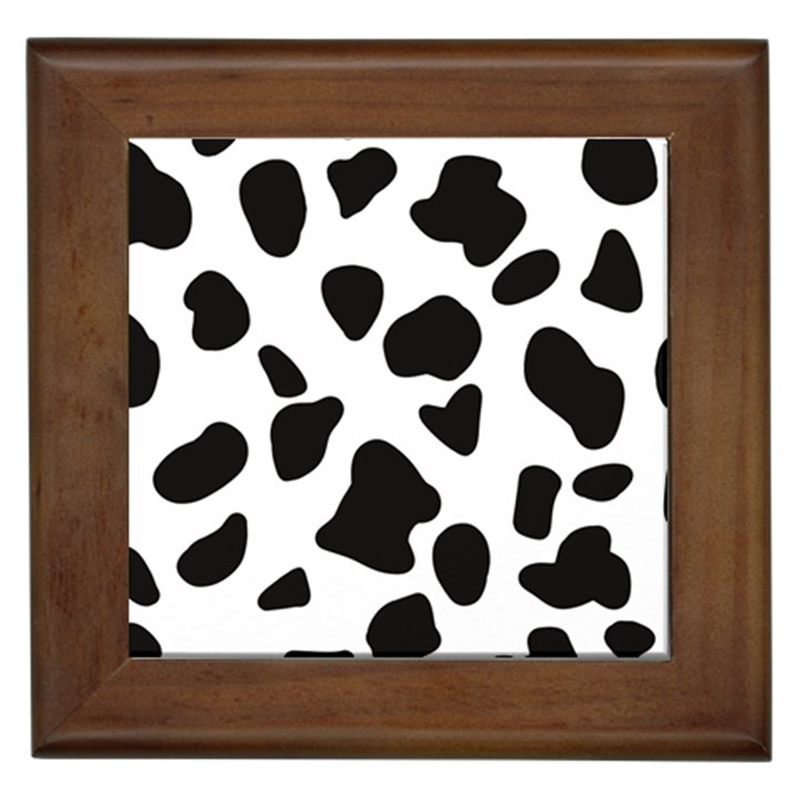 Black and white spots Framed Tile