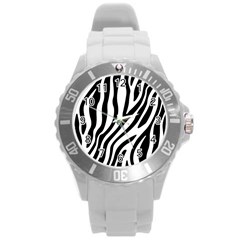 Zebra Vibes Animal Print Round Plastic Sport Watch (l) by ConteMonfrey