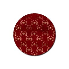 Golden Bees Red Sky Rubber Round Coaster (4 Pack) by ConteMonfrey