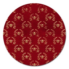 Golden Bees Red Sky Magnet 5  (round) by ConteMonfrey