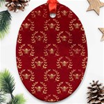 Golden bees red sky Oval Ornament (Two Sides) Front