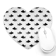 Cute Small Sharks  Heart Mousepad by ConteMonfrey