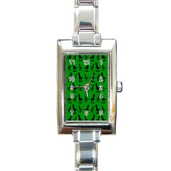 Green Dinos Rectangle Italian Charm Watch by ConteMonfrey