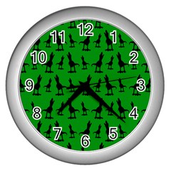 Green Dinos Wall Clock (silver) by ConteMonfrey