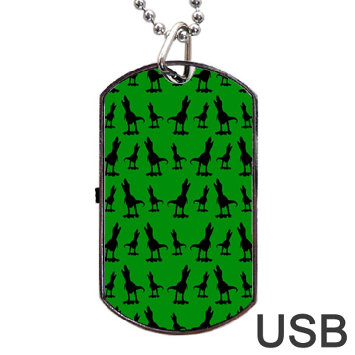 Green dinos Dog Tag USB Flash (One Side)