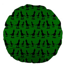 Green Dinos Large 18  Premium Flano Round Cushions by ConteMonfrey