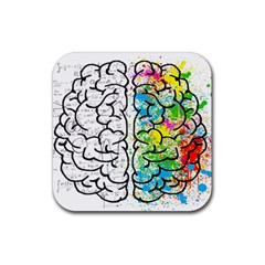 Brain Mind Psychology Idea Drawing Rubber Coaster (square) by Wegoenart