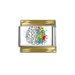 Brain Mind Psychology Idea Drawing Gold Trim Italian Charm (9mm)