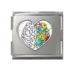 Brain Mind Psychology Idea Drawing Mega Link Heart Italian Charm (18mm) by Wegoenart