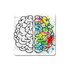 Brain Mind Psychology Idea Drawing Square Magnet by Wegoenart