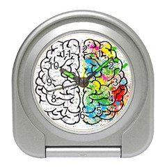 Brain Mind Psychology Idea Drawing Travel Alarm Clock by Wegoenart